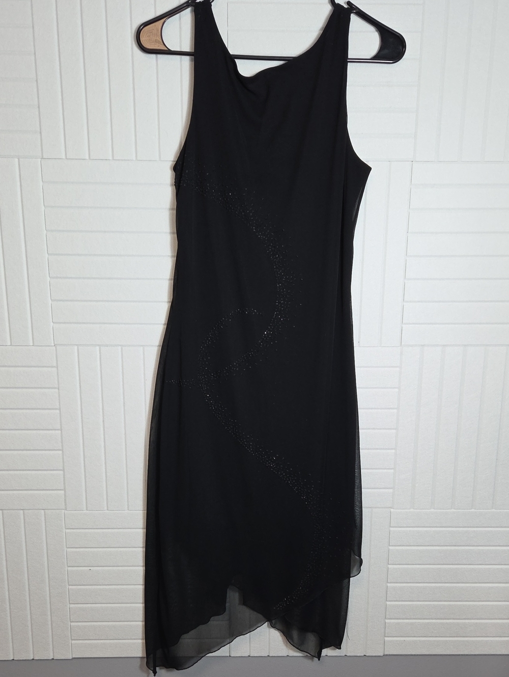 Vintage 90s Y2K Byer Too Beaded Asymmetrical Scoop Back Slip Dress Size M